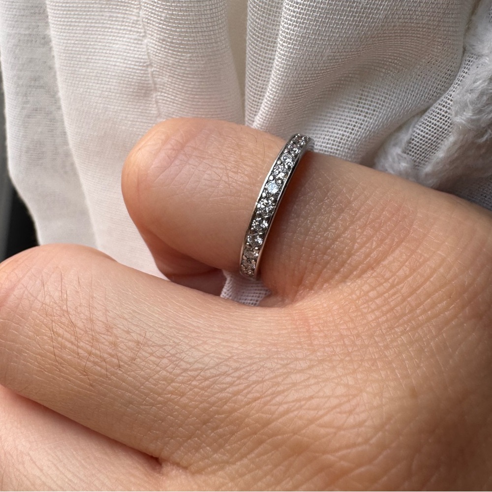 Authentic Vintage Tiffany and Co. Diamond Platinum Half Eternity Wedding Band - Picture 6 of 14